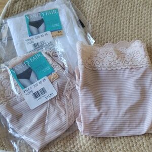Vanity Fair Nude and White Lace Trim Panties Size 7 Large